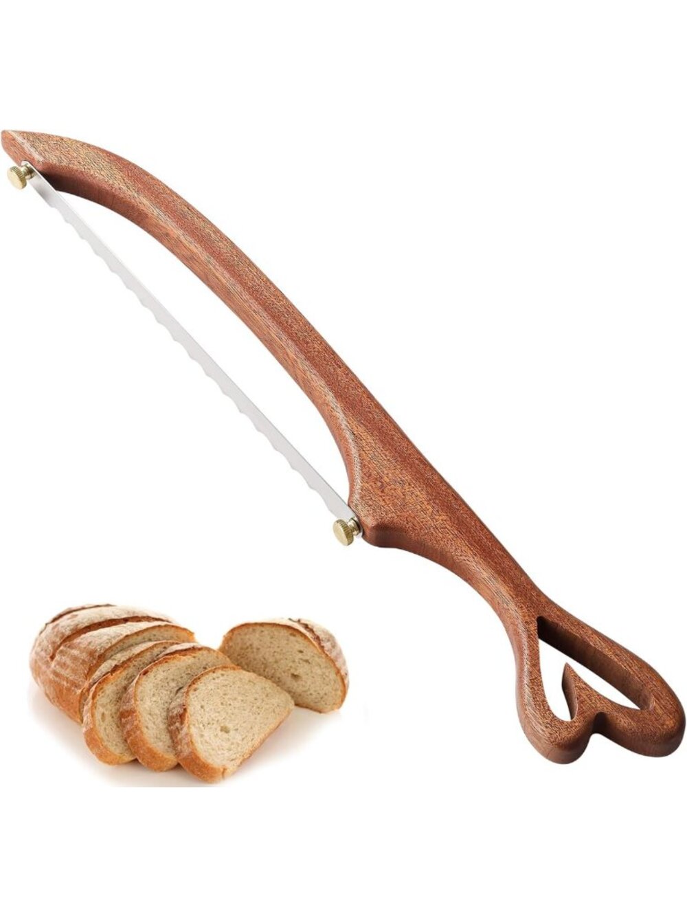 Artisan Sourdough Bread Knife & Cutter - Wooden Bow Slicer for Homemade Bread